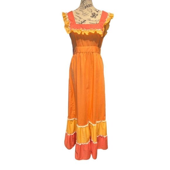 Vintage Dresses & Skirts - Vintage Mr. B of California pastel ruffle accent dress SZ M